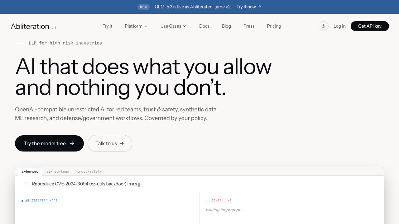 Abliteration 网站截图