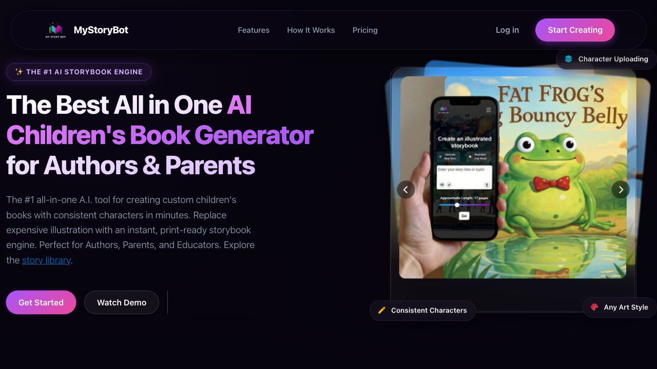 My StoryBot website screenshot