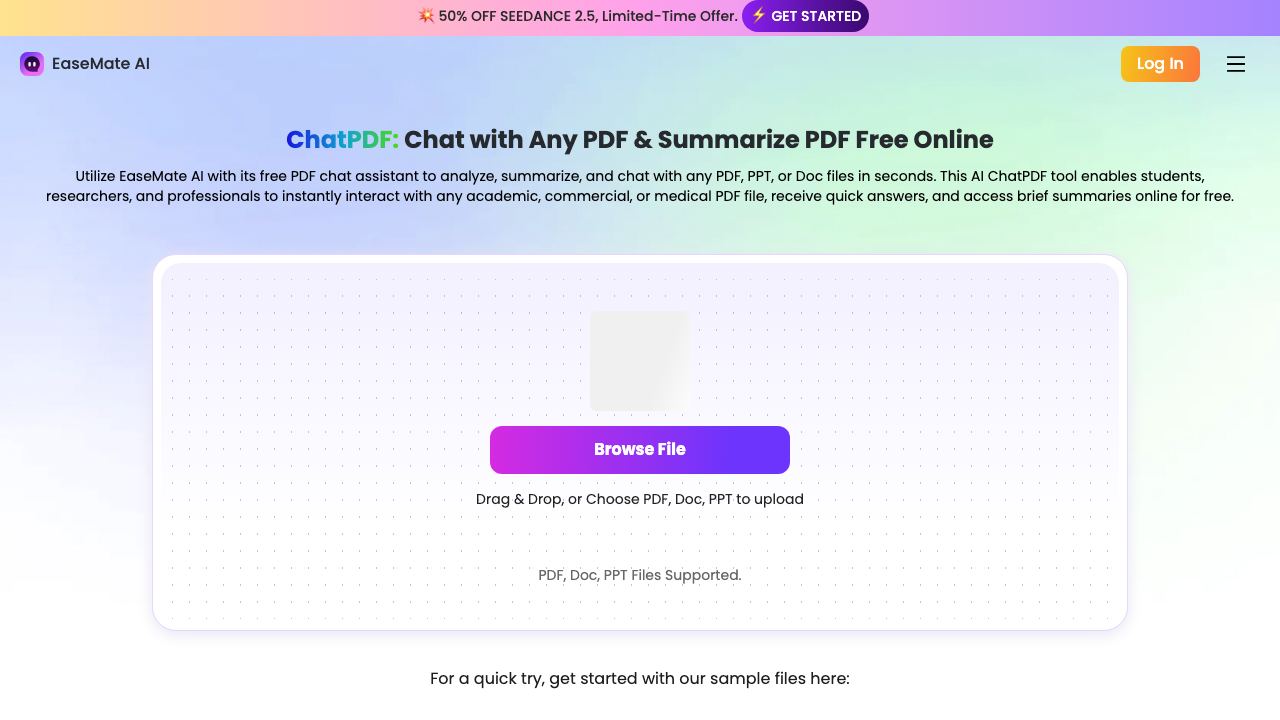 EaseUS ChatPDF 网站截图
