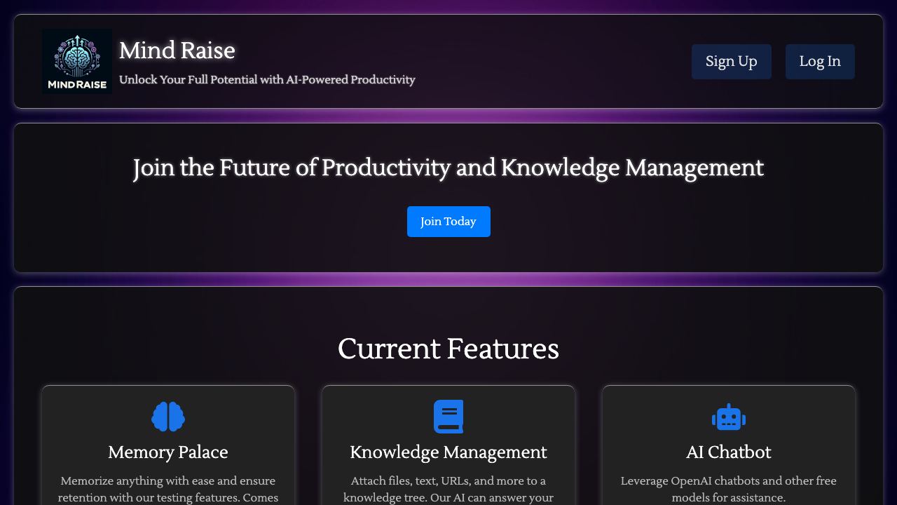 Mind Raise website screenshot