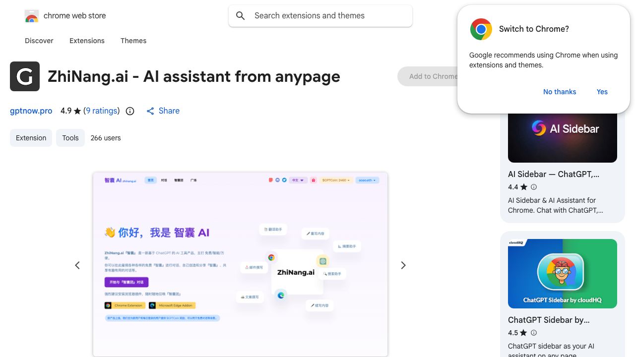 ZhiNang.ai - AI assistant from anypage 网站截图