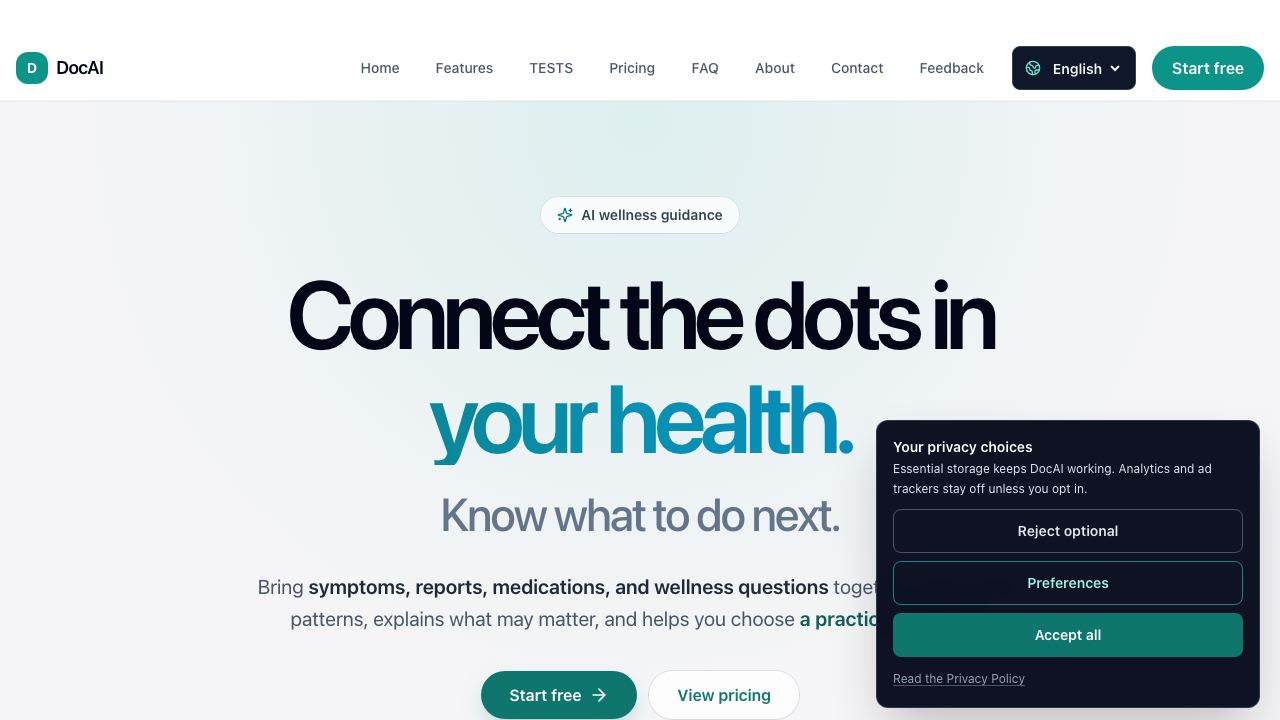 Doc AI website screenshot