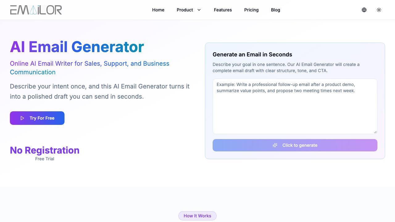 AI Email Generator 网站截图