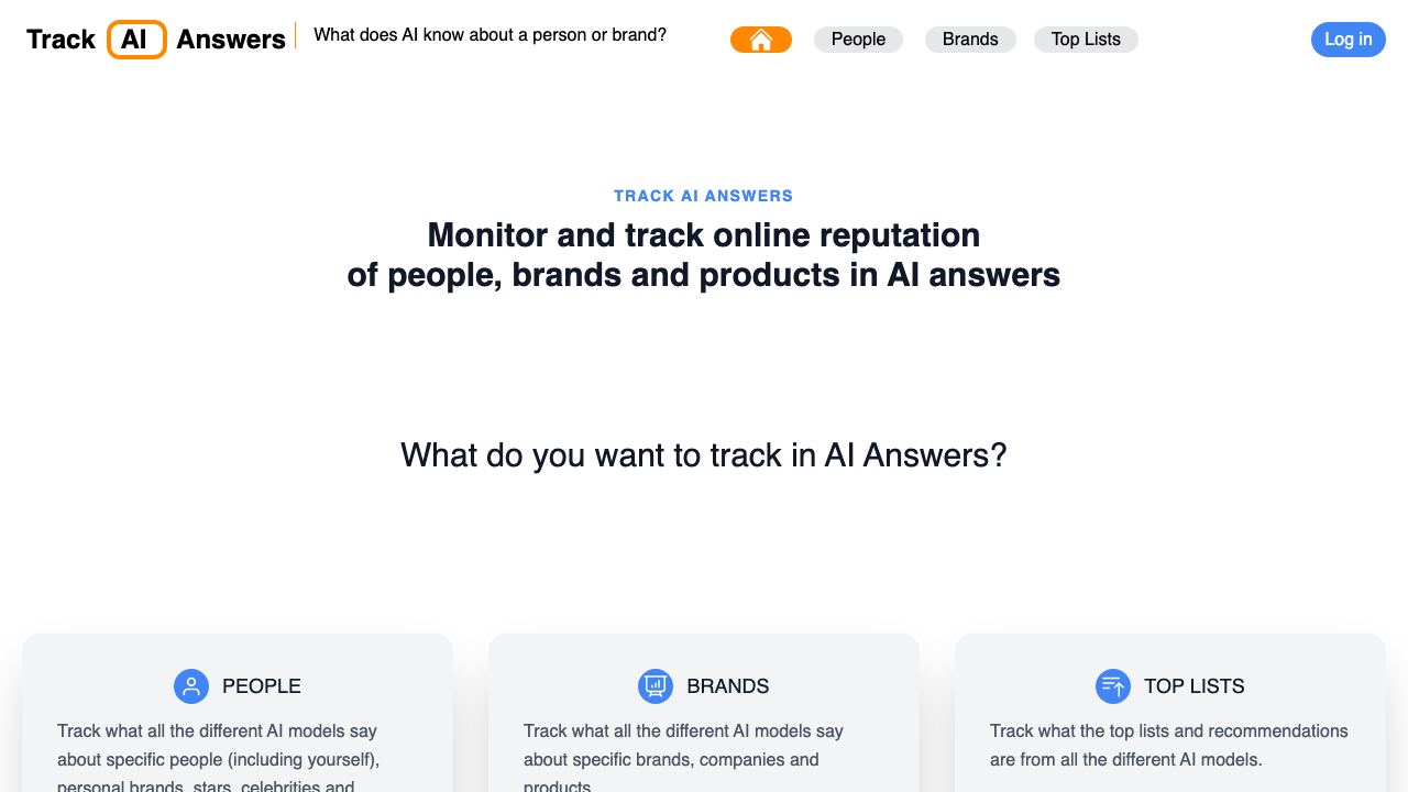 Track AI Answers 网站截图