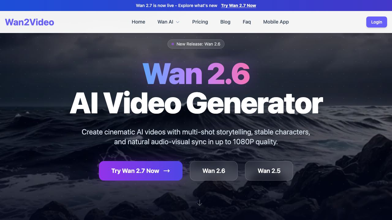 Wan 2.2 Plus - Cinematic AI Video Generator 网站截图