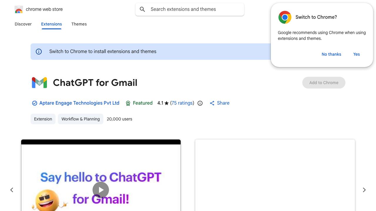 ChatGPT For Gmail 网站截图