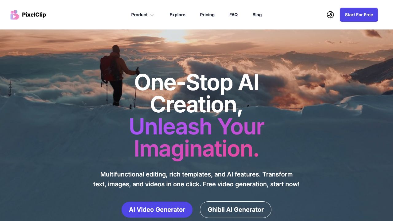 PixelClip AI 网站截图