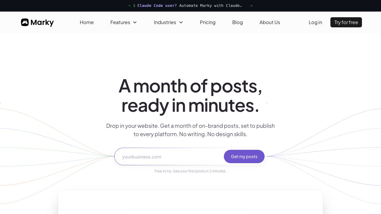 Marky - Your AI Social Media Manager website screenshot