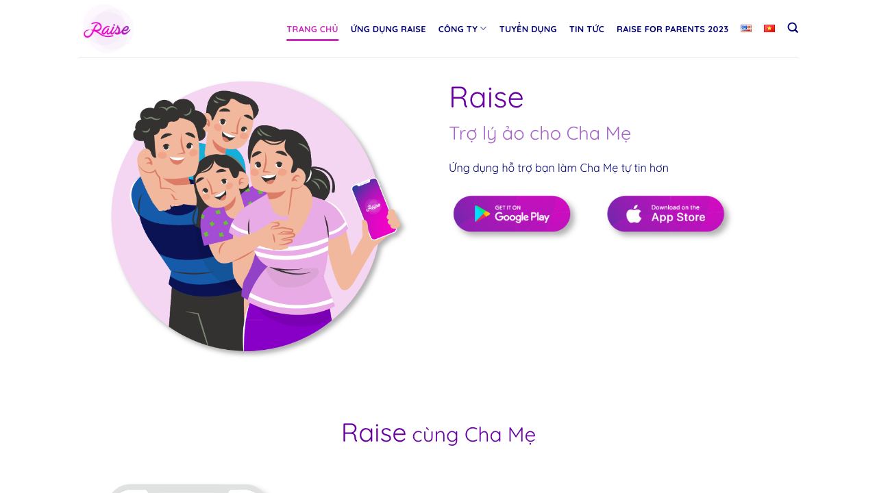 Raise website screenshot