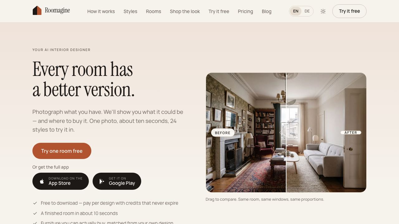 RoomGenius website screenshot