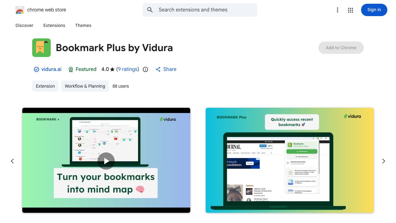 Bookmark Plus by Vidura 网站截图