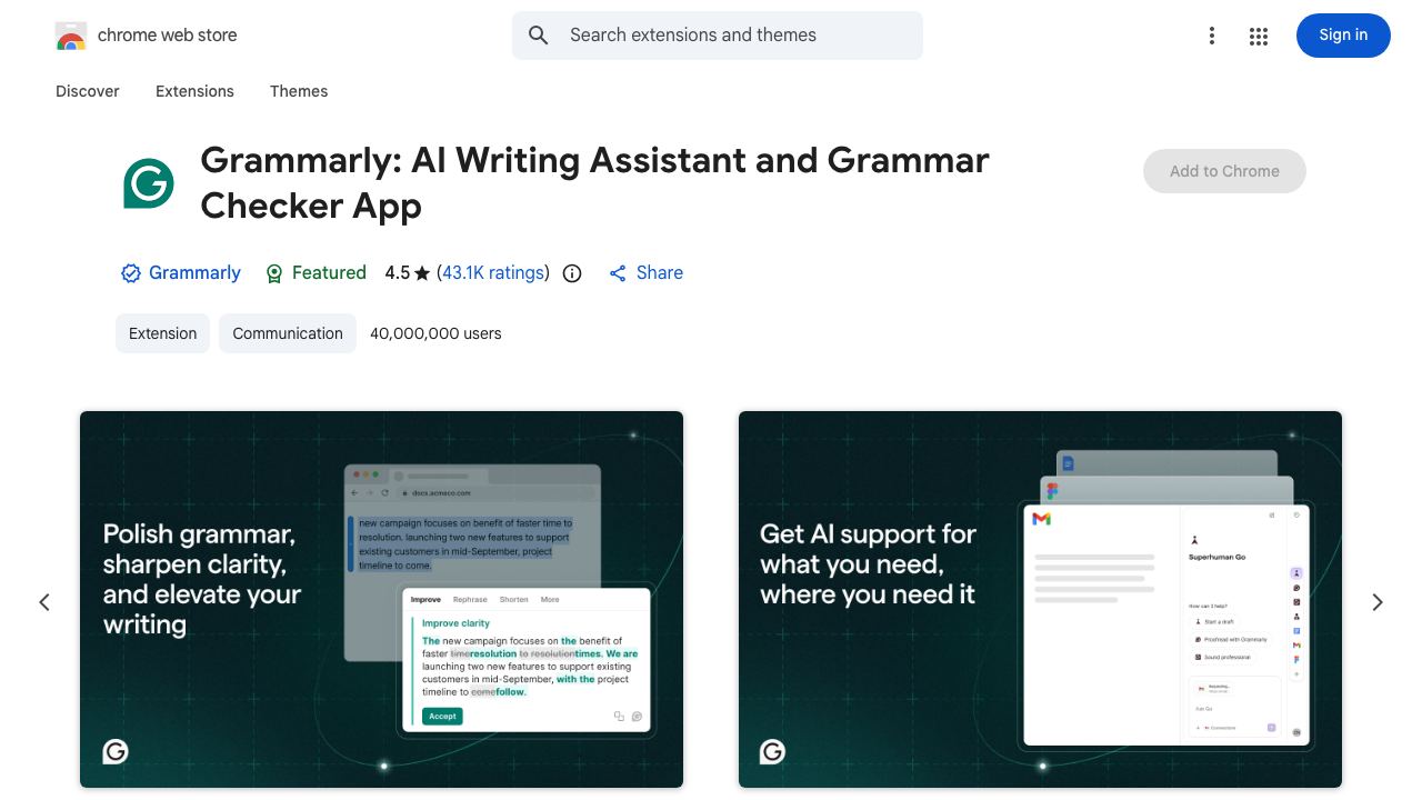 Grammarly: AI Writing and Grammar Checker App 网站截图