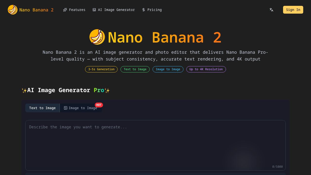 Nano Banana 2 - co 网站截图