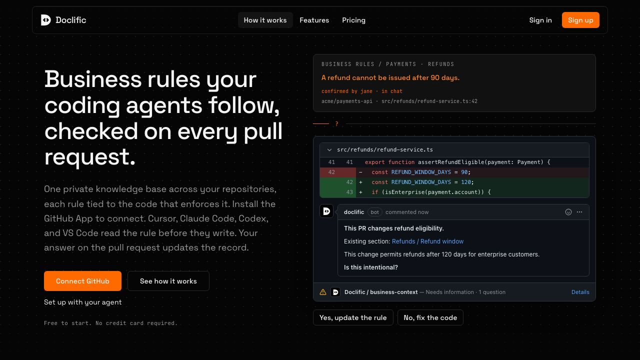 Doclific website screenshot