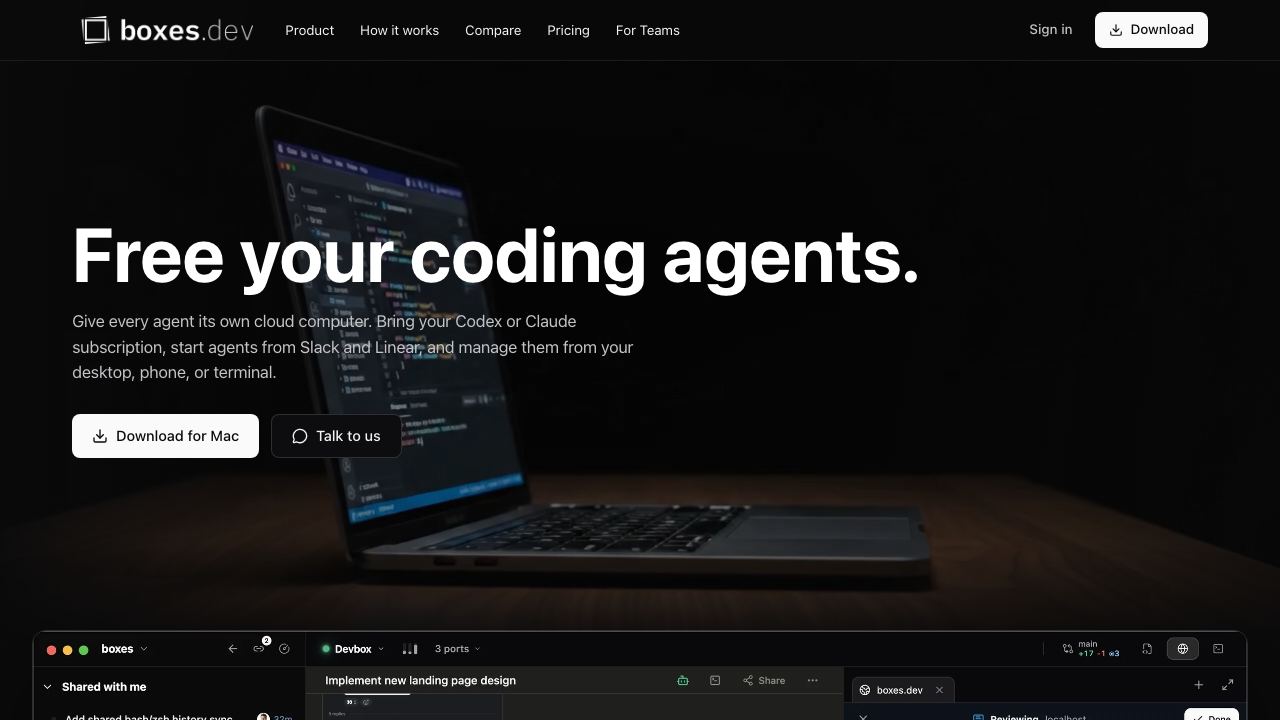Boxes.dev website screenshot
