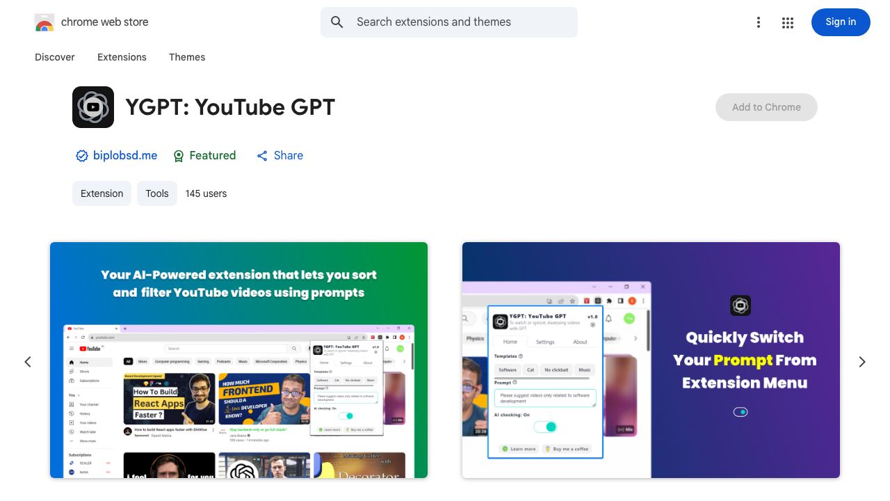 YGPT: YouTube GPT 网站截图