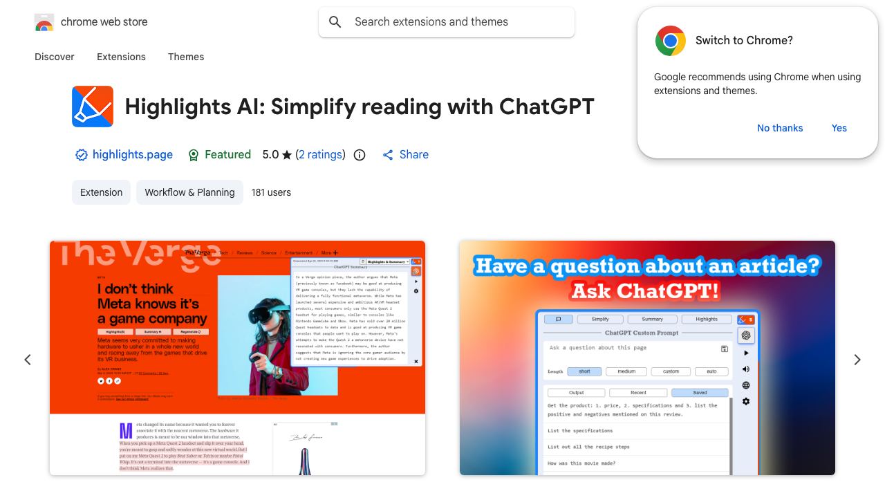 Highlights AI: Simplify reading with ChatGPT 网站截图