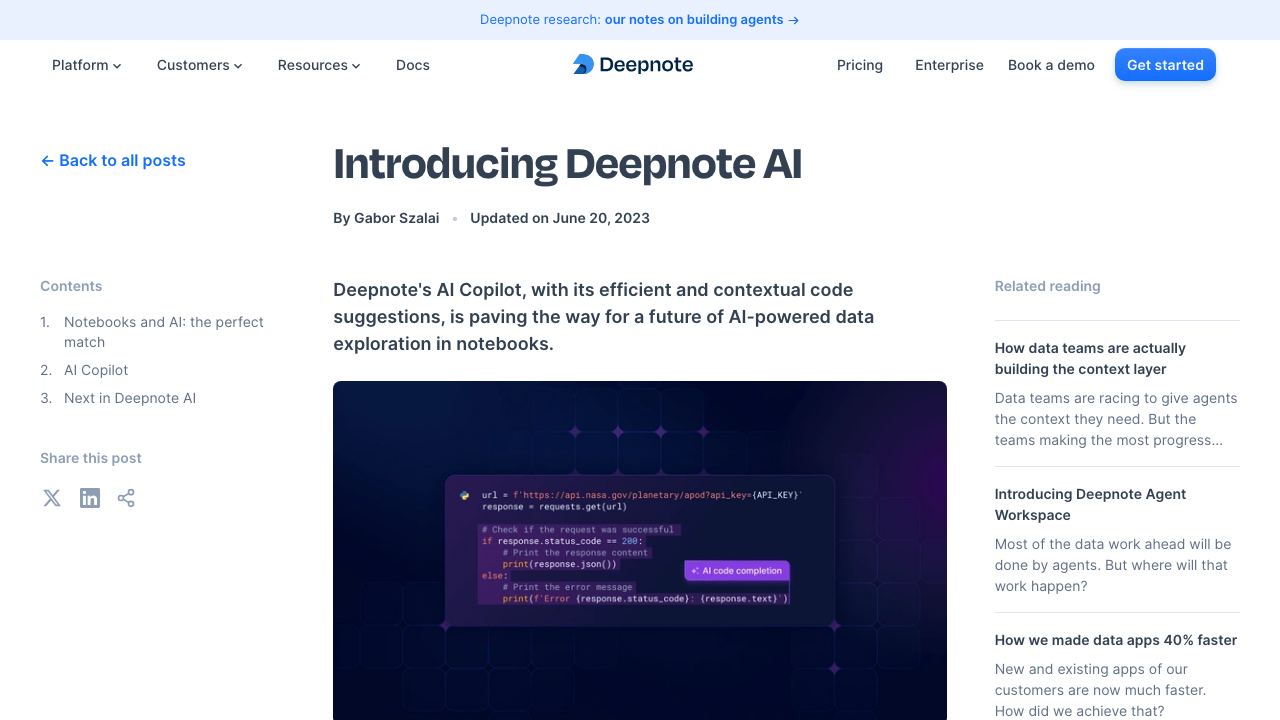 Deepnote Copilot 网站截图