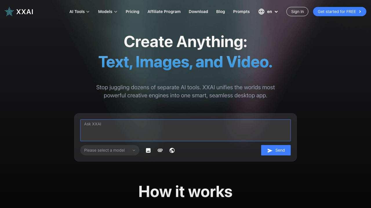 XX.AI website screenshot