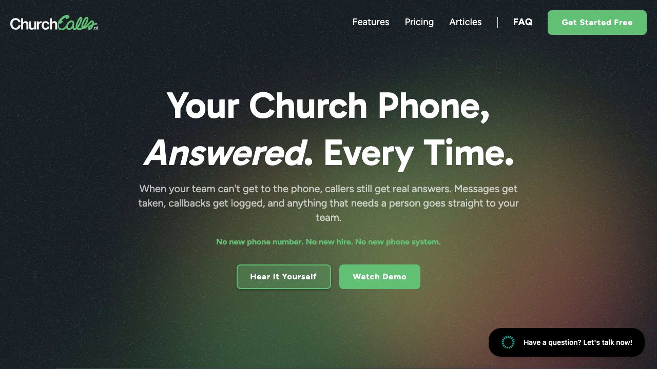 ChurchCalls.ai 网站截图