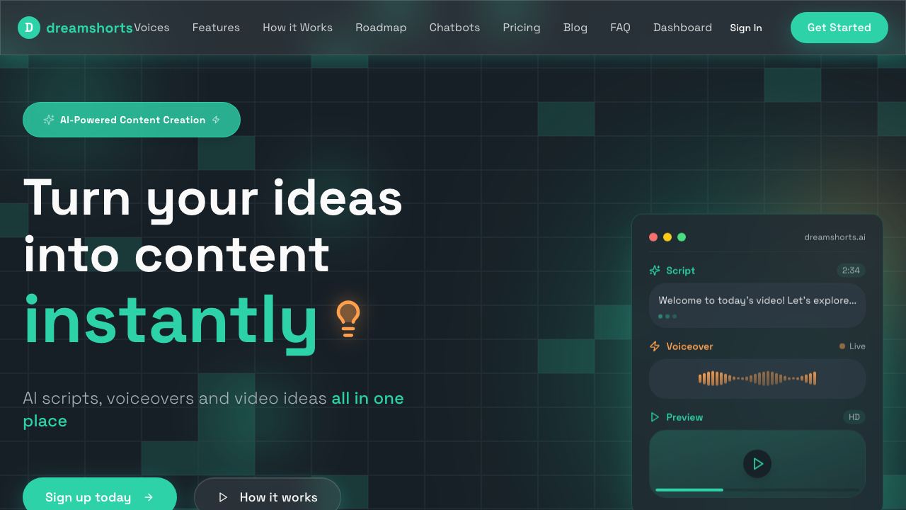 Dreamshorts 网站截图