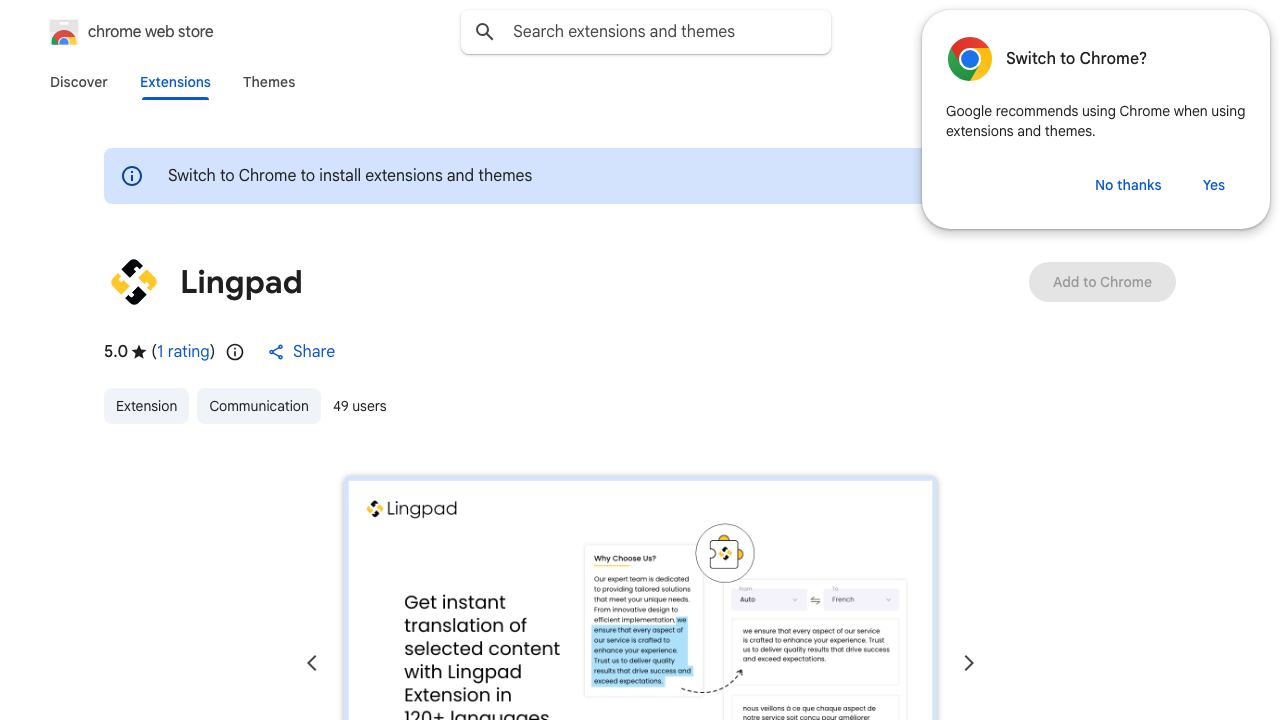 Lingpad website screenshot