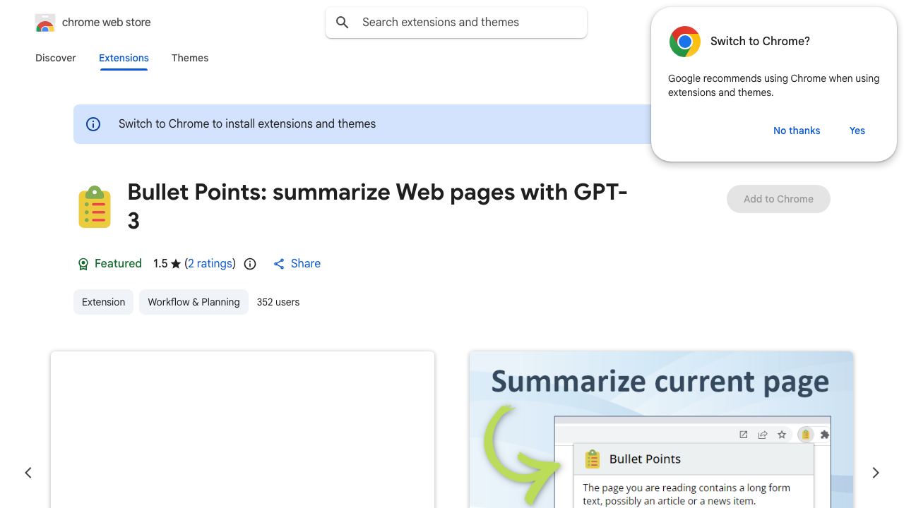 Bullet Points: summarize Web pages with GPT-3 网站截图