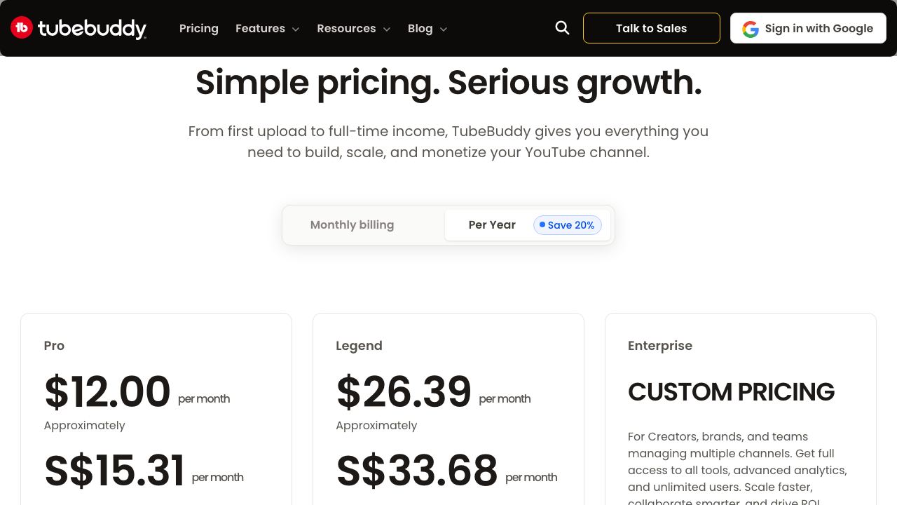 TubeBuddy website screenshot