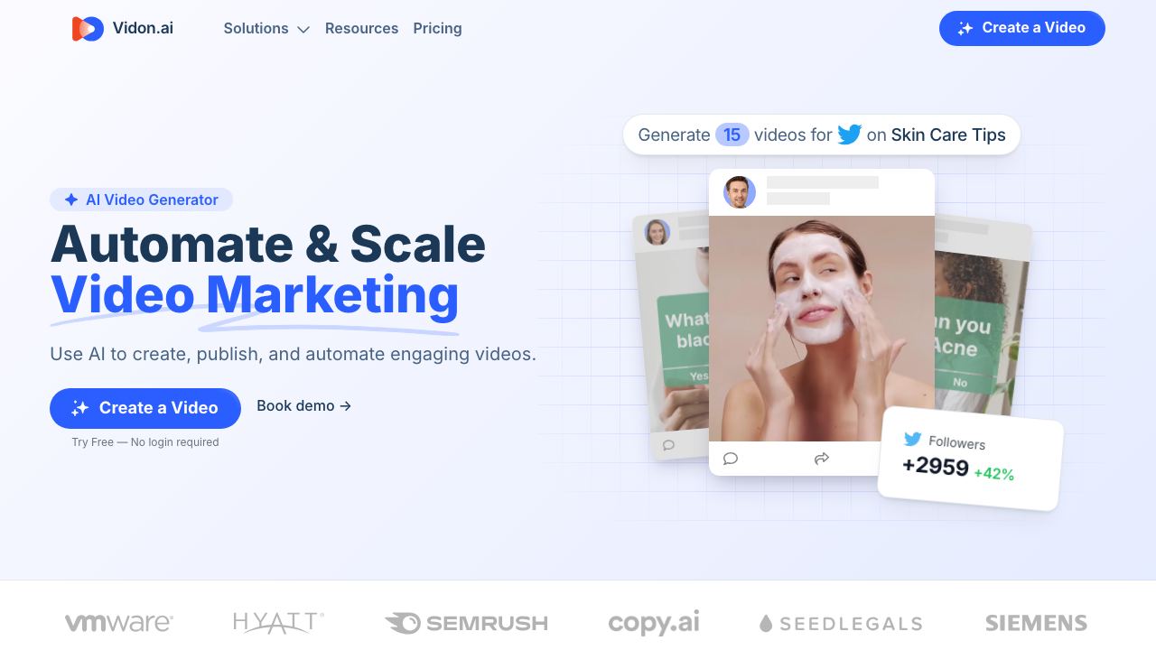Vidon.ai 网站截图