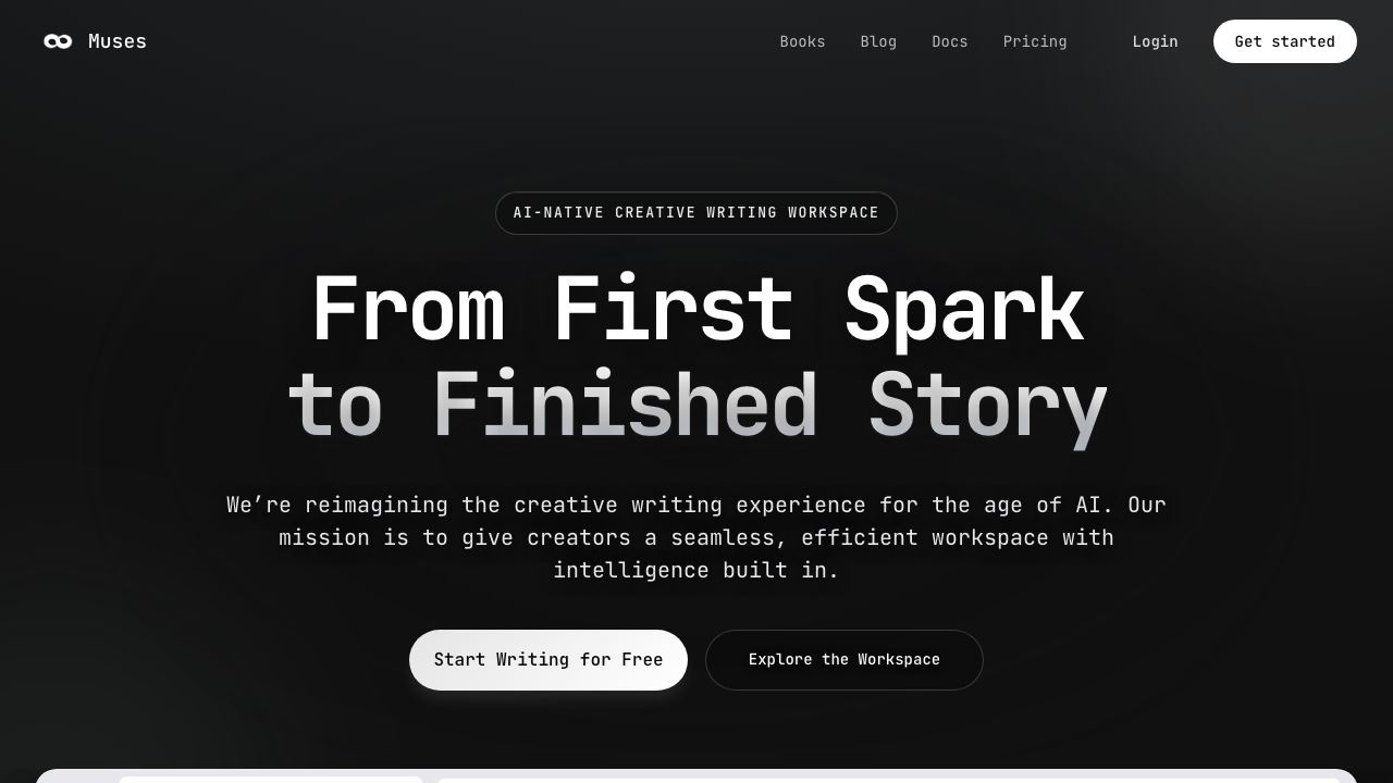 Muses AI website screenshot