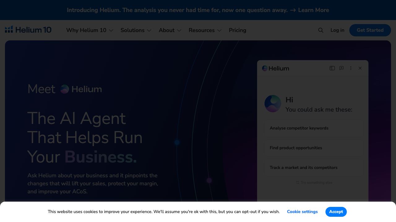 Helium 10 website screenshot
