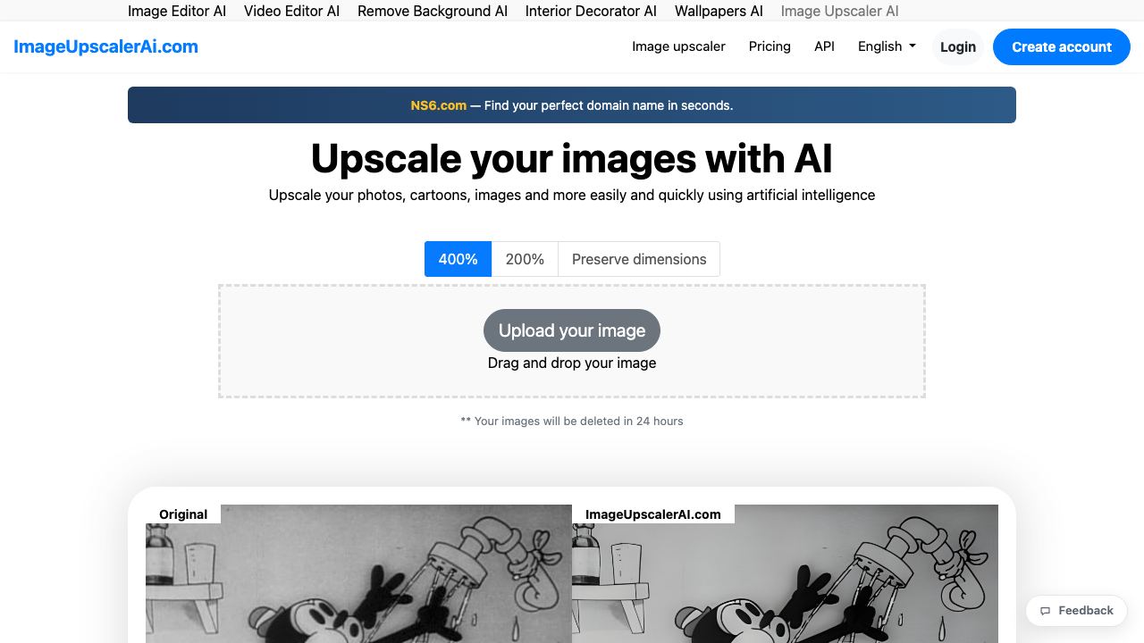 Image Upscaler AI 网站截图
