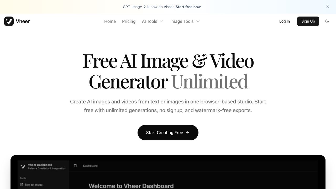 Vheer website screenshot