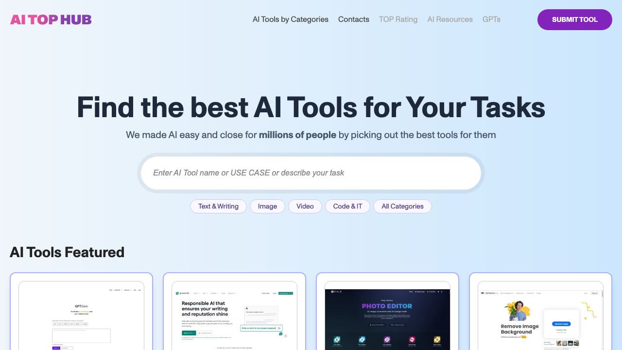 AI TOP HUB website screenshot