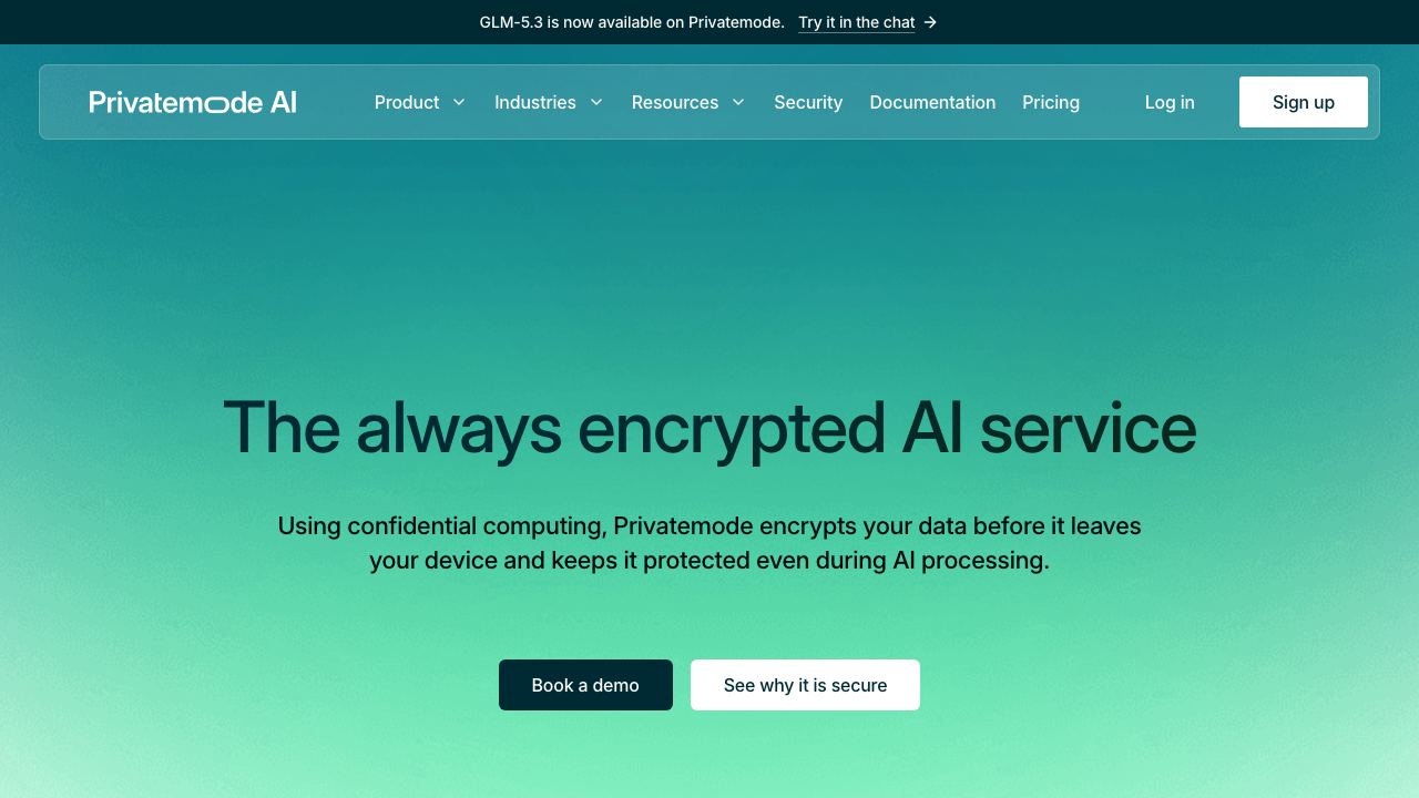 Privatemode AI 网站截图
