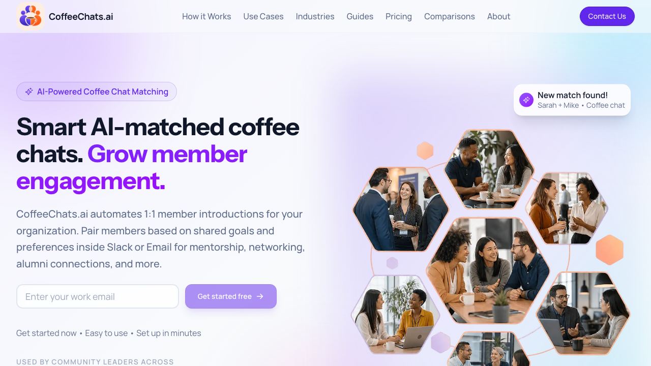 CoffeeChats.ai -  1:1 Intros for Mentorship, Employee Engagement, Communities 网站截图
