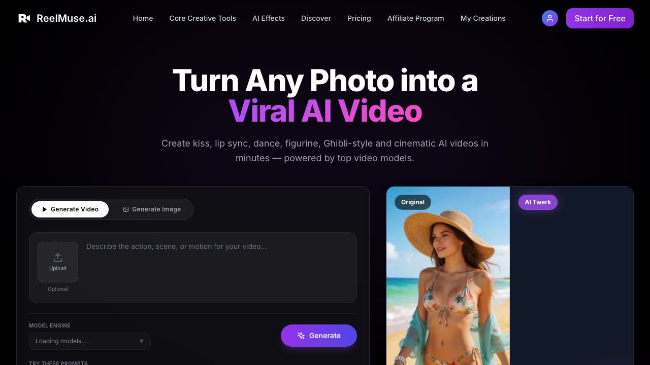 ReelMuse website screenshot