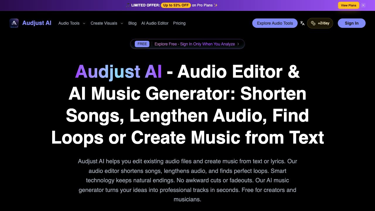 Audjust AI 网站截图