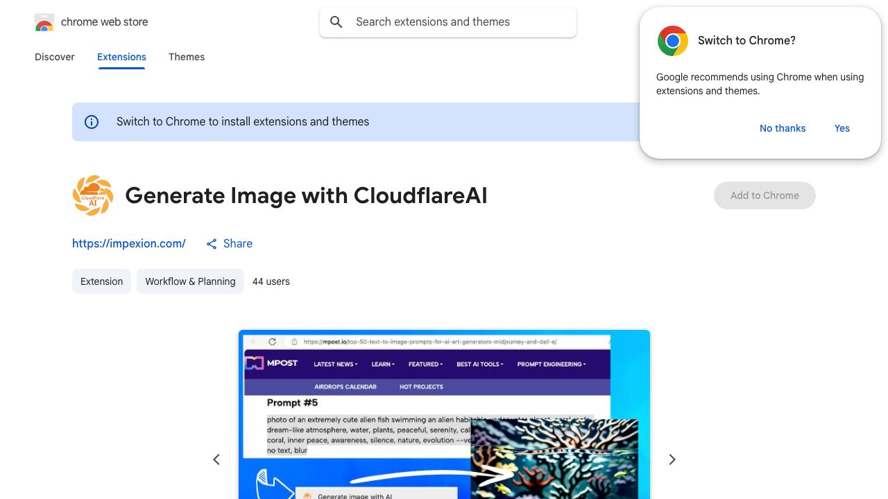 Generate Image with CloudflareAI 网站截图