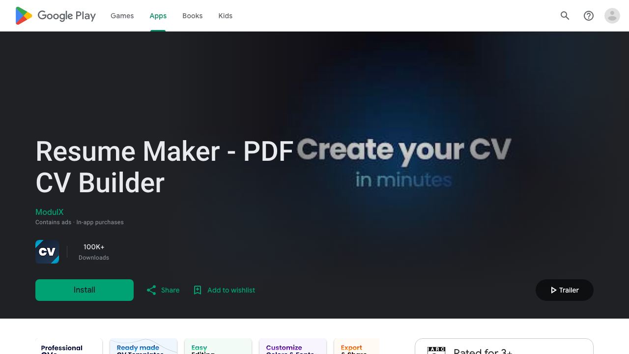 Resume Builder | PDF CV Maker 网站截图