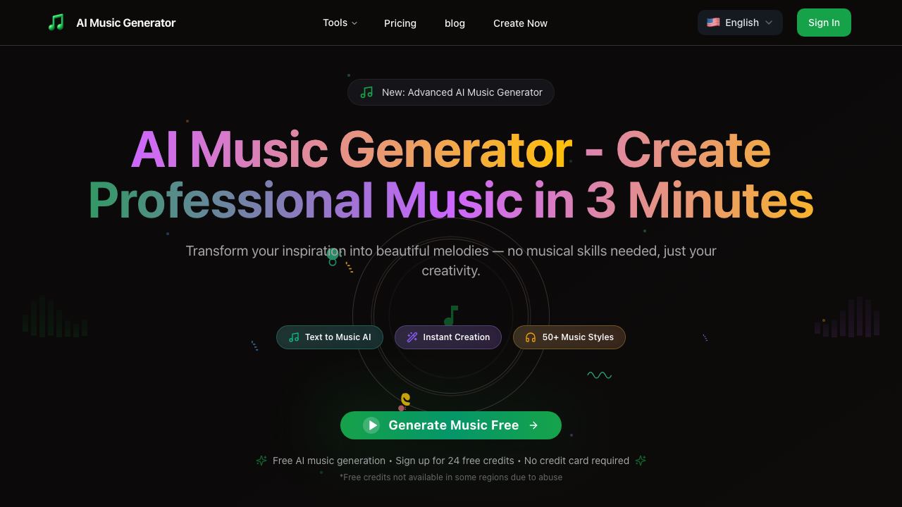 AI Music Generator - 网站截图