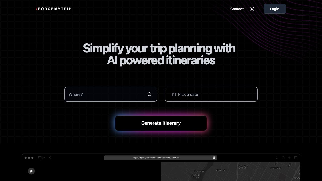 Forgemytrip 网站截图