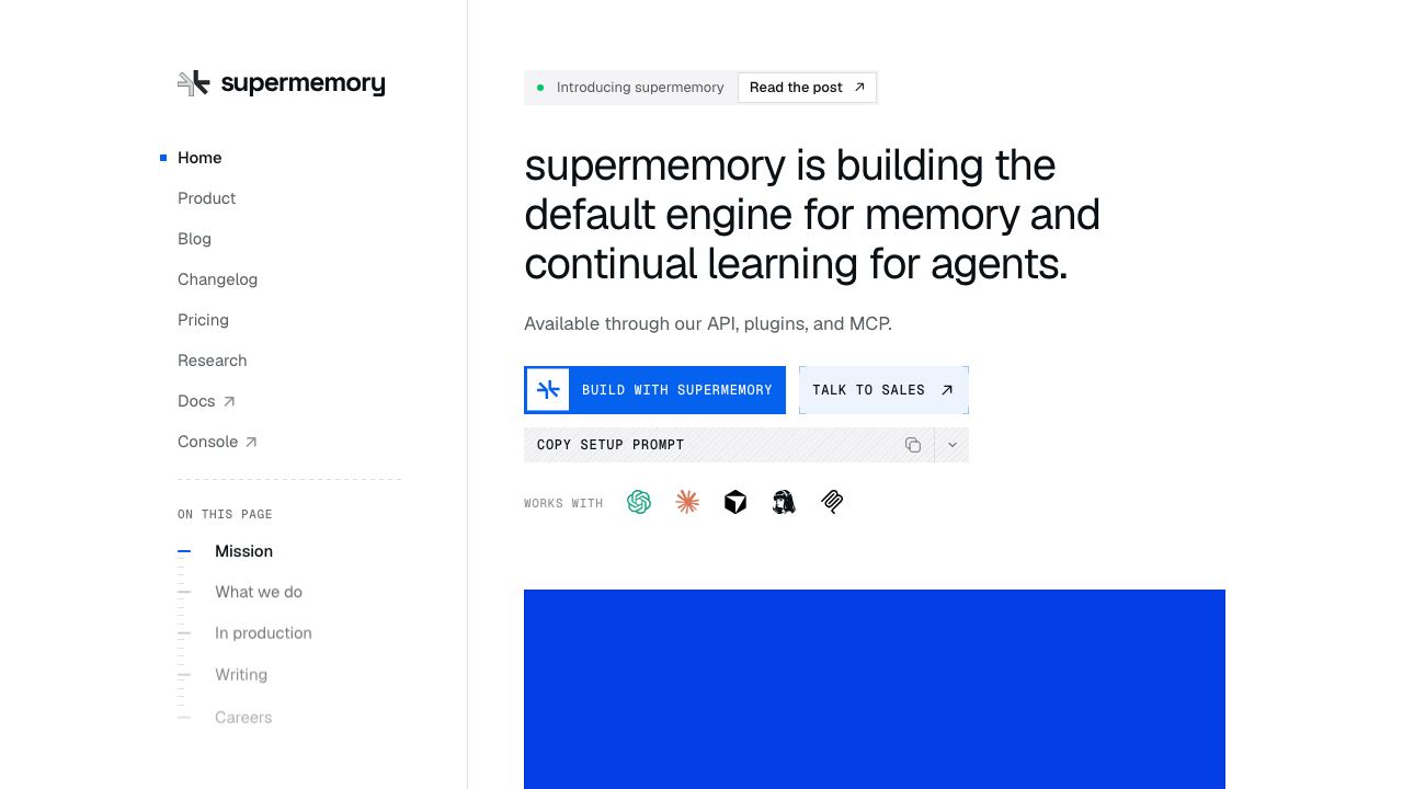 Supermemory 网站截图
