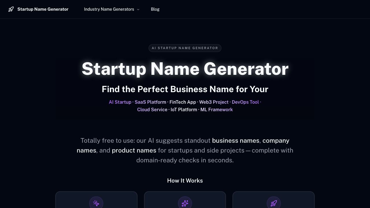 AI Startup Name Generator 网站截图