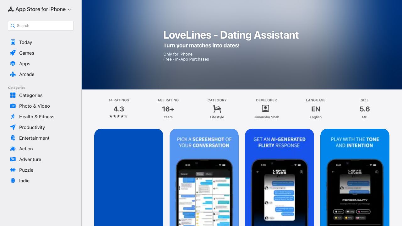 Love Lines website screenshot