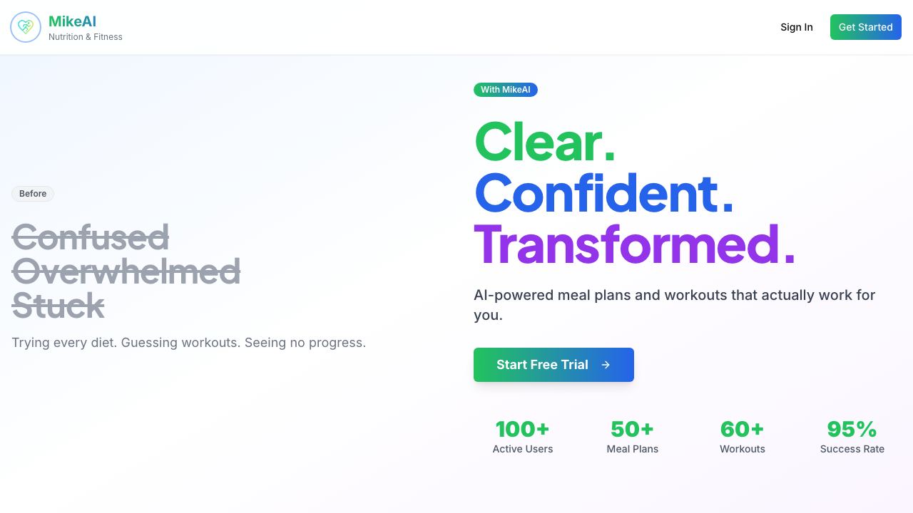 MikeAI - Personalized AI Fitness Coach 网站截图