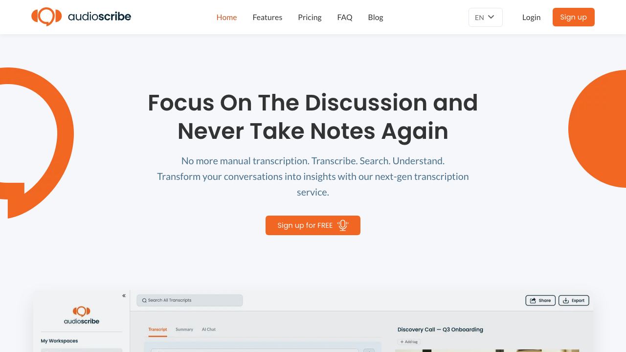 AudioScribe.io 网站截图