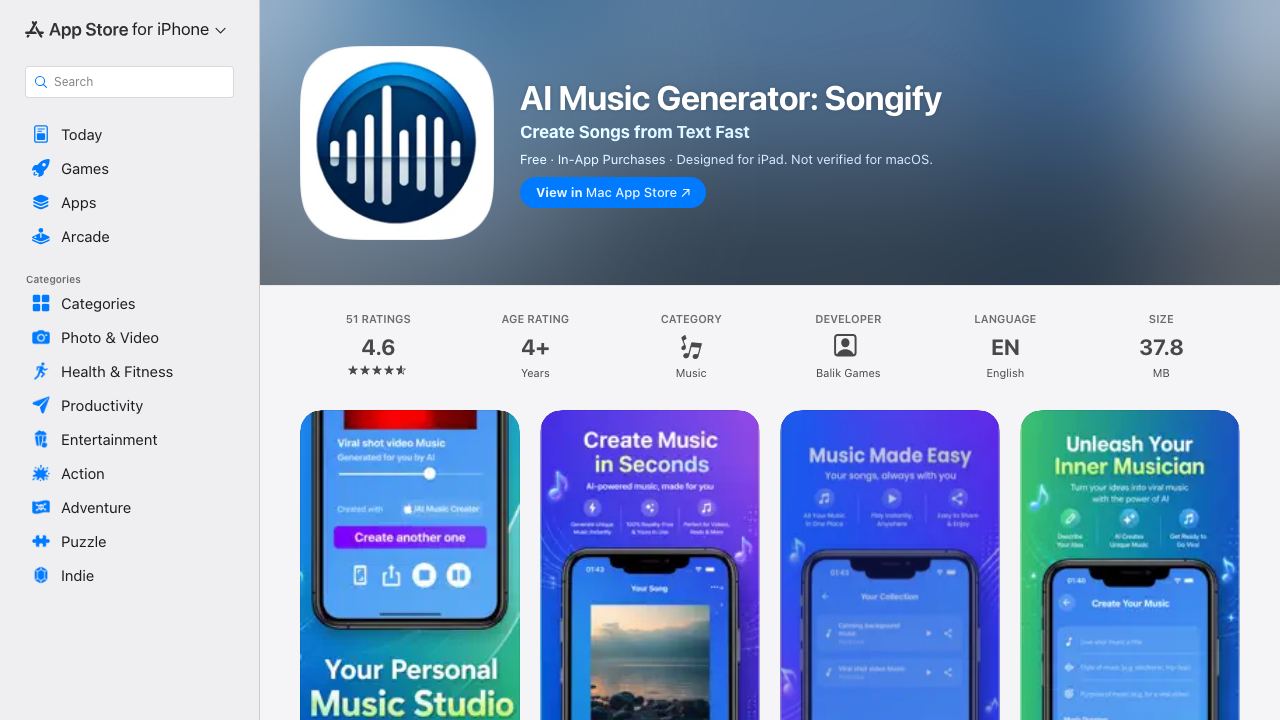AI Music Creator: Text to Song 网站截图