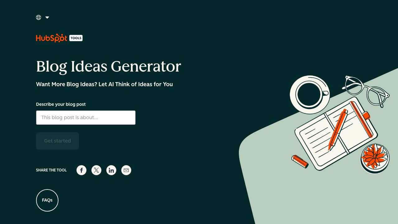 Blog Ideas Generator website screenshot
