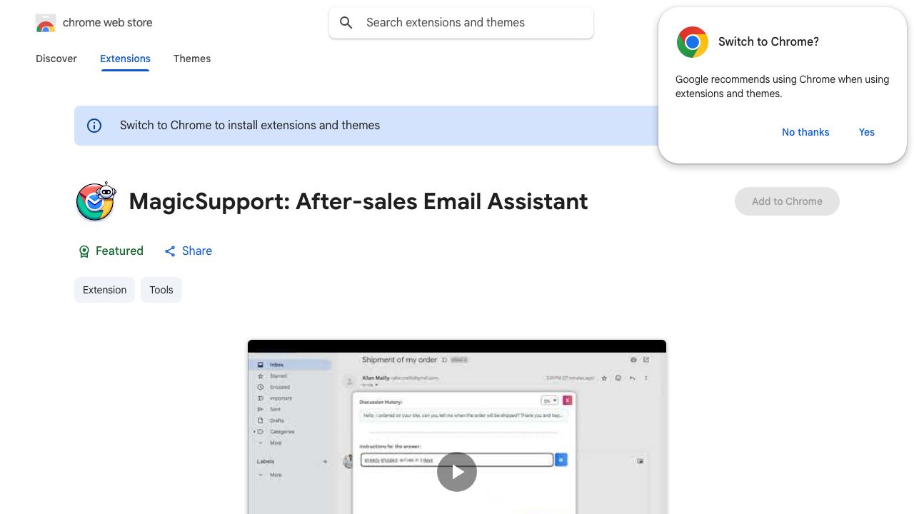 MagicSupport: After-sales Email Assistant 网站截图